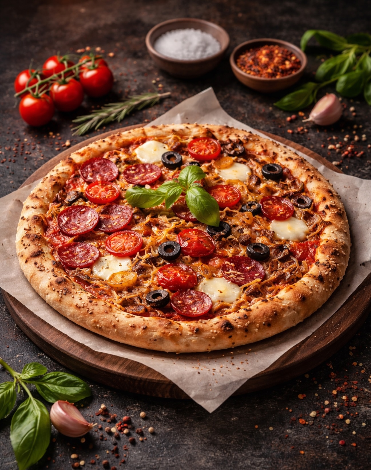 Pizza do Vera Cruz com ingredientes frescos